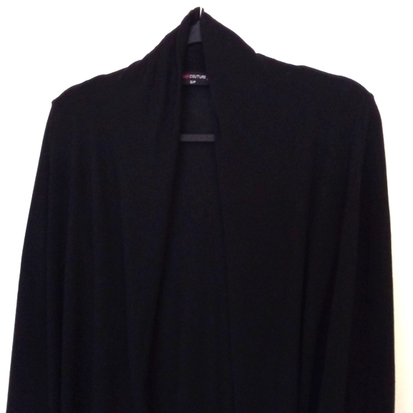 Waterfall Cardigan with Long Sleeves and Floral Embellishment - Picture 7 of 9